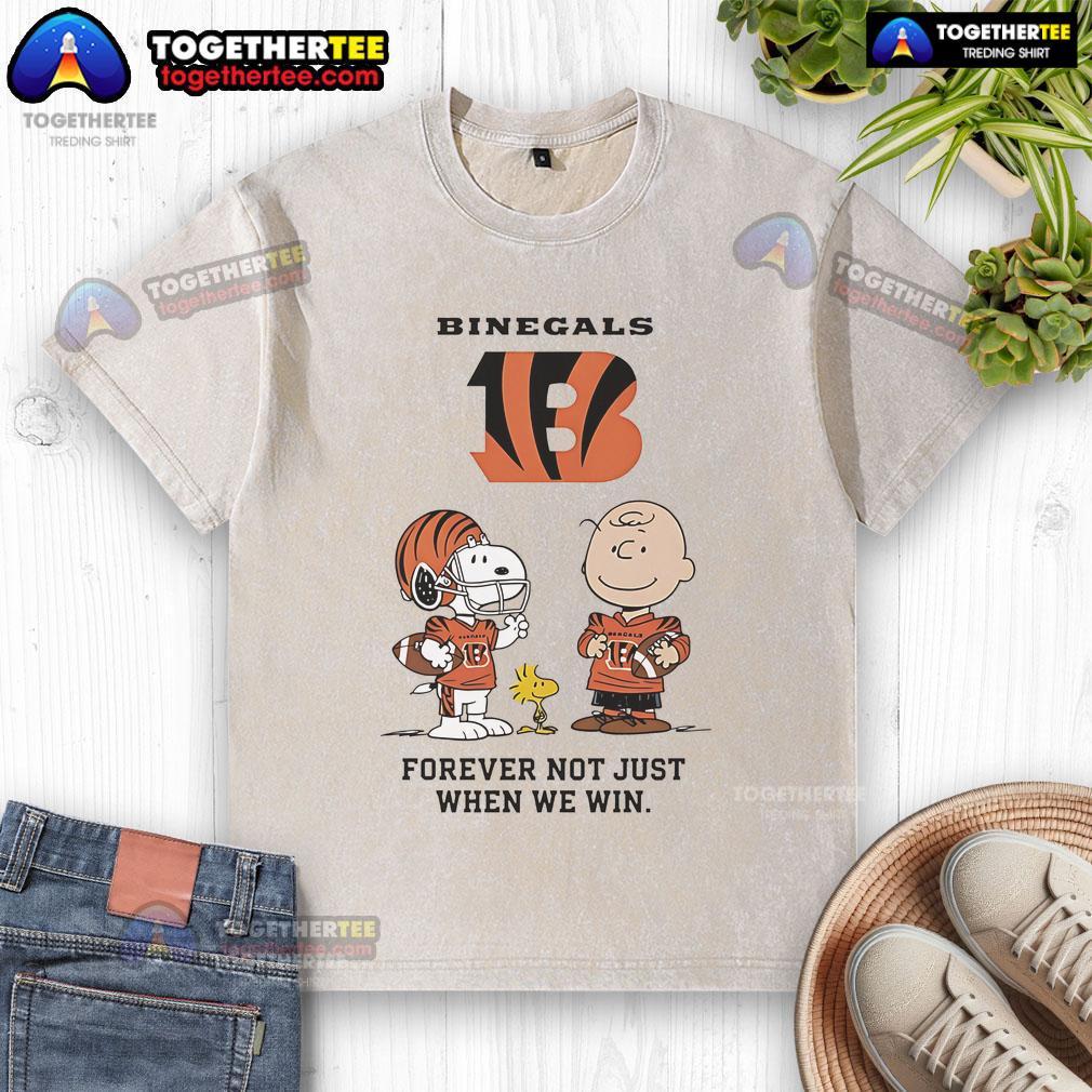 Original Cincinnati Bengals Charlie Brown Snoopy Bengals Forever Not Just When We Win Washed T-Shirt Original Cincinnati Bengals Charlie Brown Snoopy T-shirt featuring 'Bengals Forever, Not Just When We Win' design.