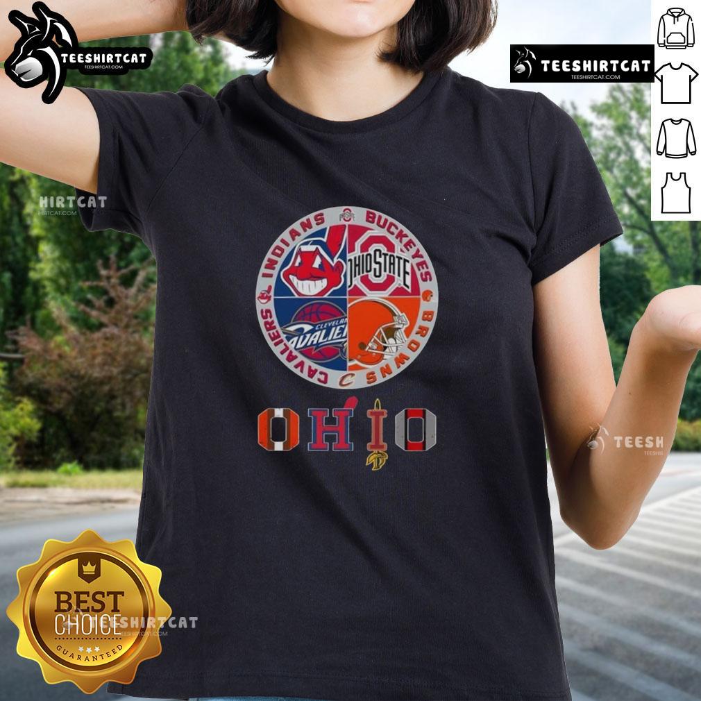 Original Cleveland Guardians X Ohio State Buckeyes And Cleveland Cavaliers X Cleveland Brown Ladies-Tee Original Cleveland Guardians X Ohio State Buckeyes and Cleveland Cavaliers X Cleveland Browns ladies tee design.