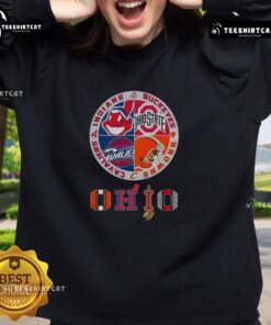 Original Cleveland Guardians X Ohio State Buckeyes X Cleveland Cavaliers X Cleveland Browns sweatshirt design.