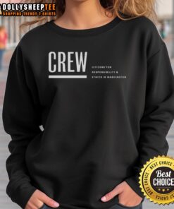 Original Crew logo on Citizens for Responsibility and Ethics in Washington sweatshirt, promoting ethical governance.