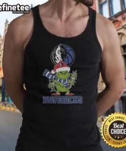 Original Dallas Mavericks Christmas Grinch Santa Hat Holiday 2025 T-Shirt - Image 4