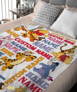 Original Cartoon Disney Winnie The Pooh With Friends Blanket Fleece Customized Blanket - Image 4