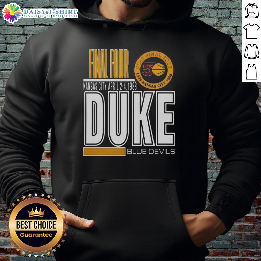 Original Duke University Blue Devils 1988 Kansas City Hoodie Alt Text: Vintage 1988 Duke University Blue Devils hoodie in Kansas City, showcasing iconic blue and white team colors.