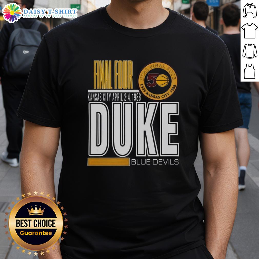 Original Duke University Blue Devils 1988 Kansas City T Shirt Alt Text: Vintage 1988 Duke University Blue Devils t-shirt featuring iconic Kansas City design, perfect for collectors and fans.