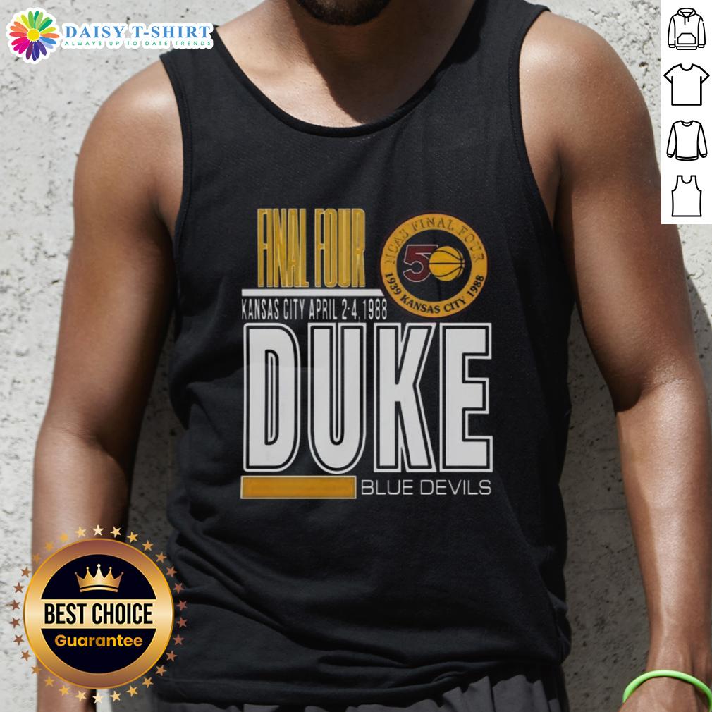 Original Duke University Blue Devils 1988 Kansas City Tank Top Alt Text: Original Duke University Blue Devils 1988 Kansas City tank top featuring iconic blue and white team colors.