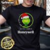 Alt Text: Funny Grinch Christmas T-Shirt with 'I Used To Smile And Then I Worked At Honeywell' slogan for holiday humor.
