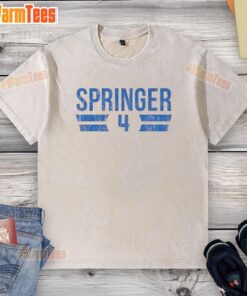 Original George Springer Toronto Blue Jays 2025 Number 4 washed t-shirt showcasing team spirit and style.