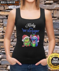Original Grinch and Stitch X Kroger Merry Christmas tank top featuring festive designs for holiday celebrations.