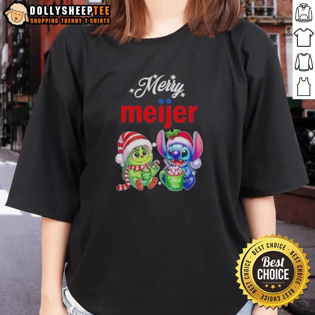 Original Grinch And Stitch X Meijer Merry Christmas Ladies Tee Original Grinch and Stitch X Meijer Merry Christmas ladies tee featuring festive graphics for holiday cheer.