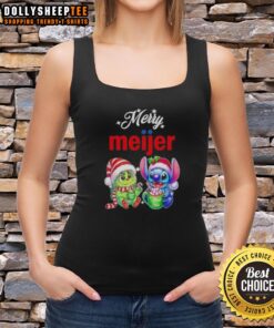 Original Grinch and Stitch X Meijer Merry Christmas tank top featuring festive designs for holiday cheer.