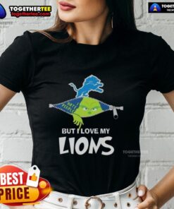 Original Grinch Christmas tee for women featuring Detroit Lions design, perfect for holiday cheer and football fans.