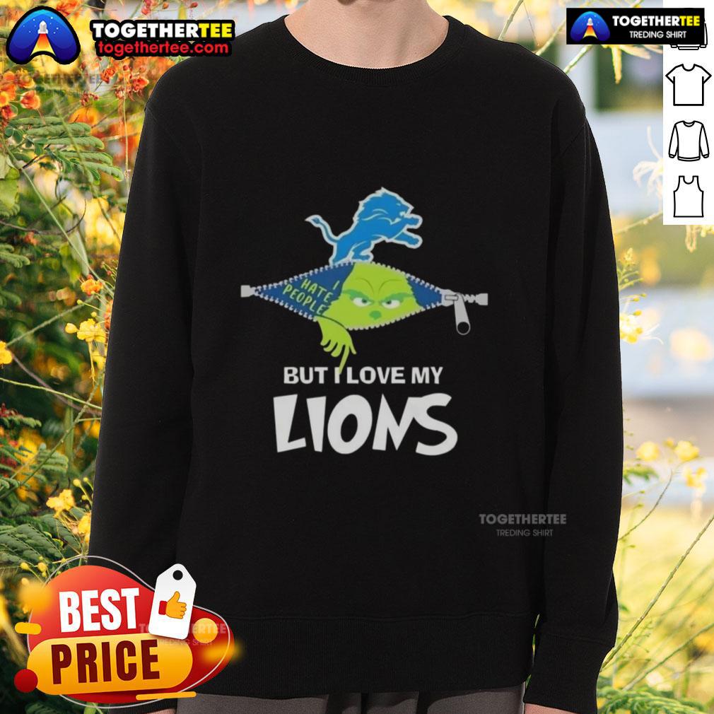 Original Grinch Christmas But I Love My Detroit Lions Sweatshirt Cozy Original Grinch Christmas sweatshirt featuring 'But I Love My Detroit Lions' design, perfect for festive fans.