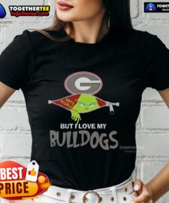 Original Grinch Christmas tee for ladies featuring Georgia Bulldogs design, perfect for holiday cheer and team spirit.