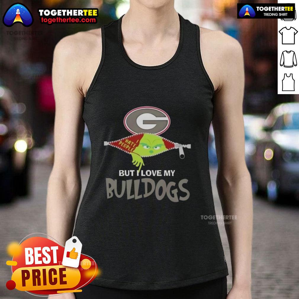 Original Grinch Christmas But I Love My Georgia Bulldogs Tank Top Original Grinch Christmas tank top featuring Georgia Bulldogs design, perfect for festive fans and holiday cheer.