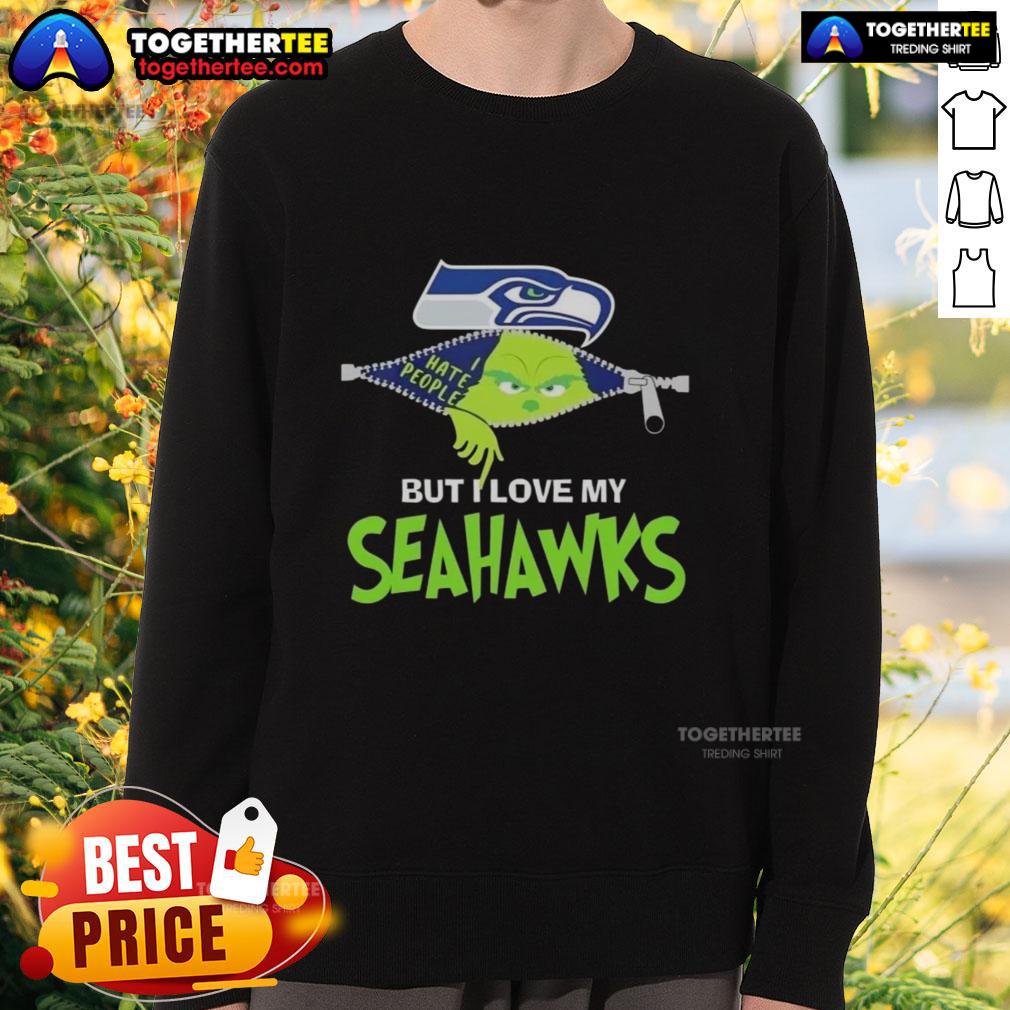 Original Grinch Christmas But I Love My Seattle Seahawks Sweatshirt Cozy Original Grinch Christmas sweatshirt featuring Seattle Seahawks design, perfect for holiday game day cheer.