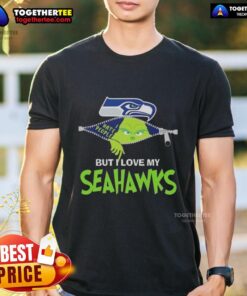 Original Grinch Christmas T-Shirt featuring Seahawks logo, perfect for festive fans celebrating the Seattle Seahawks.