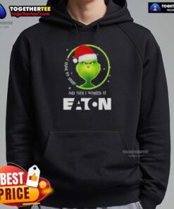 Alt Text: Cozy hoodie featuring I Used to Smile quote from The Grinch, perfect for holiday wear at Eaton Corporation.