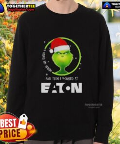 Original Grinch Christmas sweatshirt with 'I Used To Smile' design, perfect for festive humor at Eaton Corporation.