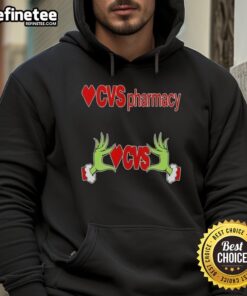 Alt Text: Original Grinch hands feature on a festive Christmas hoodie from CVS Pharmacy, perfect for holiday celebrations.