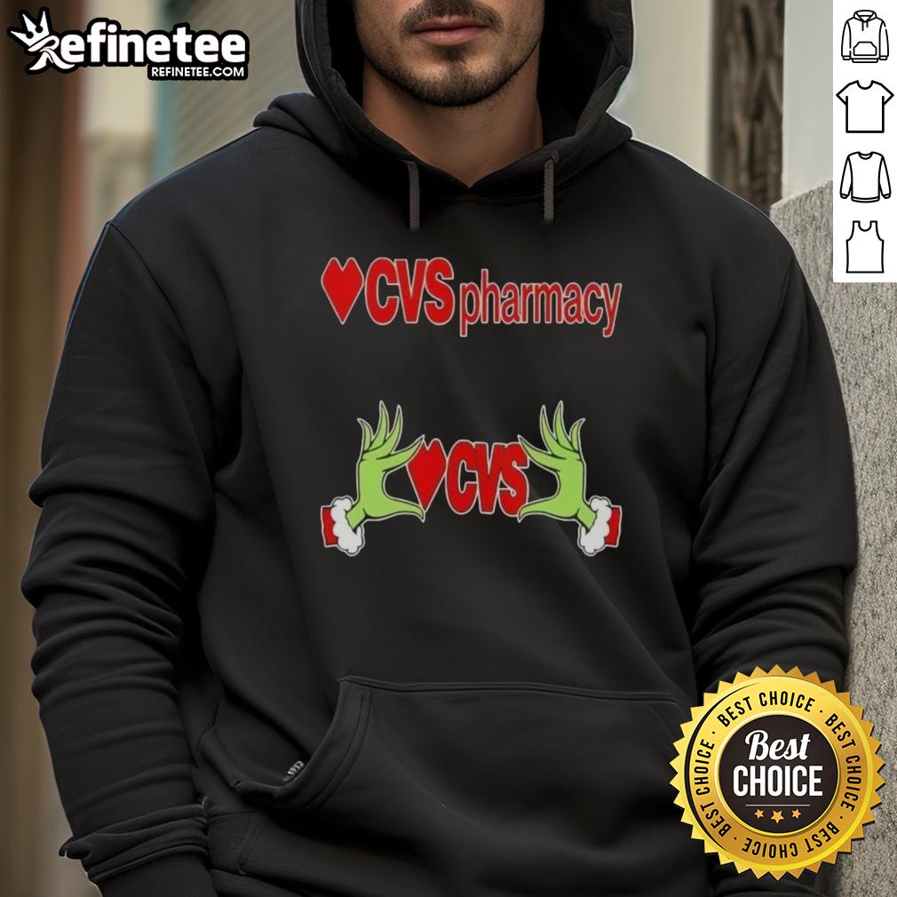 original-grinch-hands-love-cvs-pharmacy-christmas-hoodie Alt Text: Original Grinch hands feature on a festive Christmas hoodie from CVS Pharmacy, perfect for holiday celebrations.