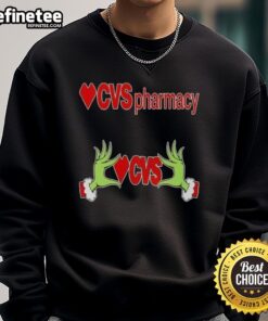 Cozy Original Grinch Hands Love sweatshirt from CVS Pharmacy for a festive Christmas look.