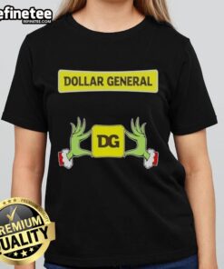 Alt Text: Original Grinch Hands Love Dollar General Christmas Ladies Tee featuring festive design perfect for holiday cheer.