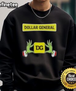 Original Grinch Hands Love Dollar General Christmas Sweatshirt featuring festive design perfect for holiday cheer.