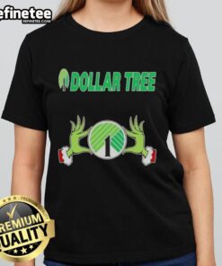 Original Grinch hands holding a heart on a Dollar Tree Christmas ladies tee, perfect for festive holiday spirit.