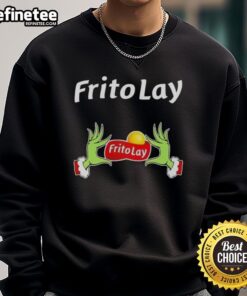 Original Grinch Hands Love Frito Lay Christmas Sweatshirt featuring festive design perfect for holiday cheer.