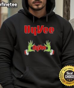Alt Text: Cozy 'Original Grinch Hands Love Hy-Vee Christmas Hoodie' featuring festive design perfect for holiday celebrations.
