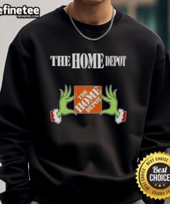 Alt Text: Original Grinch Hands Love The Home Depot Christmas Sweatshirt, featuring festive design perfect for holiday celebrations.