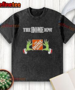 Original Grinch Hands Love The Home Depot Christmas Washed T-Shirt featuring festive design and vibrant colors for holiday cheer.