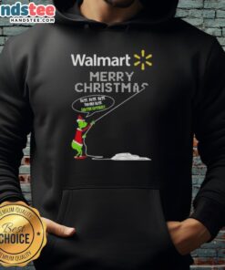 Original Grinch X Walmart Merry Christmas hoodie featuring 'Hate Hate Hate, Loathe Entirely' design in festive colors.