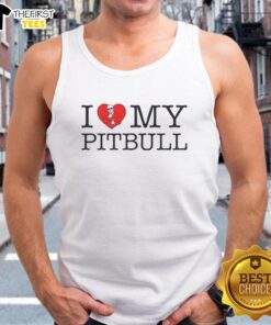 Original I Love My Pitbull Heart Tank Top featuring a heart design and stylish font, perfect for pitbull lovers.