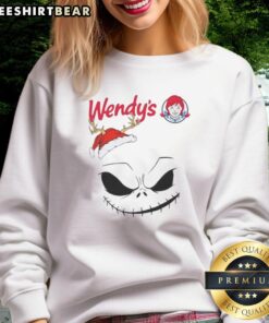 Original Jack Skellington x Wendy's Merry Christmas sweatshirt featuring festive design and vibrant colors.