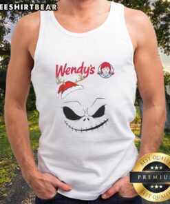 Alt Text: Original Jack Skellington X Wendy's Merry Christmas tank top featuring a festive design for the holiday season.