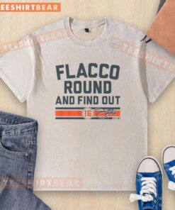 Alt Text: Original Joe Flacco Round Find Out Cincinnati Washed T-Shirt featuring bold graphics and a comfortable fit.