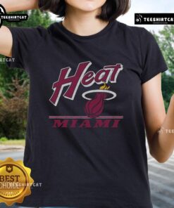 Alt Text: Vintage ladies tee featuring the Original Miami Heat Fly By design, perfect for fans and collectors of retro sports apparel.