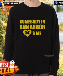 Original Michigan Somebody In Ann Arbor Loves Me Sweatshirt in navy blue, showcasing a cozy design perfect for fans.