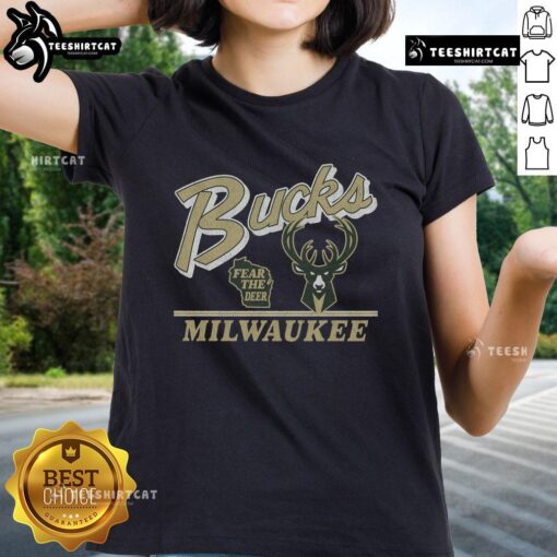 Original Milwaukee Bucks Fly By vintage ladies tee in green with classic logo design, perfect for basketball fans.