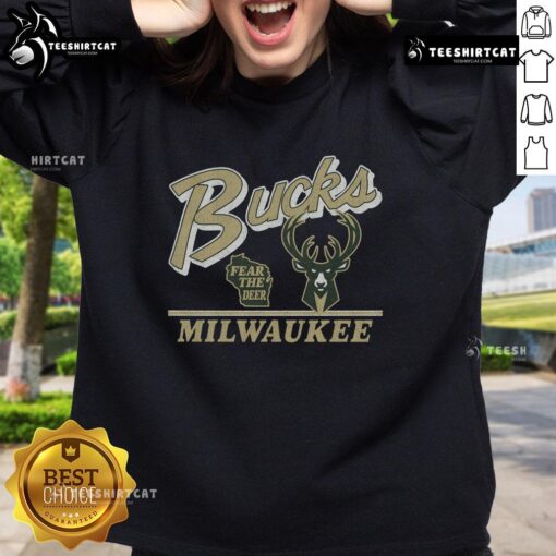 Alt Text: Vintage Milwaukee Bucks Fly By sweatshirt featuring classic logo and retro design, perfect for basketball fans.