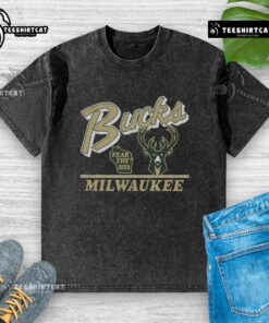 Original Milwaukee Bucks Fly By vintage washed t-shirt featuring classic logo and retro style for fans.