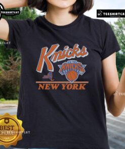 Original New York Knicks Fly By Vintage Ladies Tee featuring classic logo and stylish design for female fans.