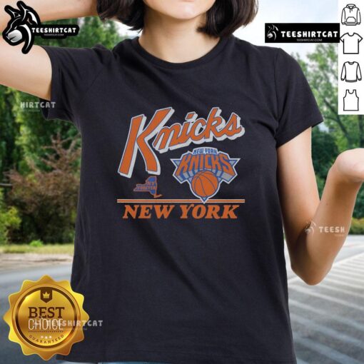 Original New York Knicks Fly By Vintage Ladies Tee featuring classic logo and stylish design for female fans.