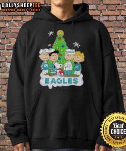 Alt Text: Original Peanuts characters Christmas hoodie featuring Philadelphia Eagles design, perfect for holiday cheer.
