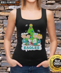 Original Peanuts characters Christmas tank top featuring Philadelphia Eagles design, perfect for holiday festivities.