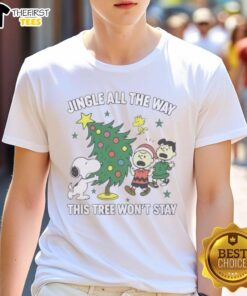 Original Peanuts Snoopy and Friends Christmas T-Shirt featuring 'Jingle All The Way' design with festive graphics.