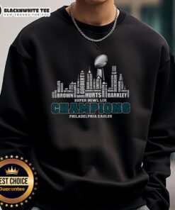 Alt Text: Original Philadelphia Eagles Champions 2025 Super Bowl LIX Skyline Name City Sweatshirt showcasing team pride.