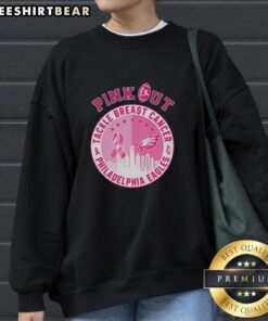 Original Pink Out Tackle Breast Cancer sweatshirt featuring Philadelphia Eagles skyline design, perfect for game day.