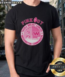 Alt Text: Original Pink Out Tackle Breast Cancer Washington Commanders T-Shirt featuring a bold design for breast cancer awareness.